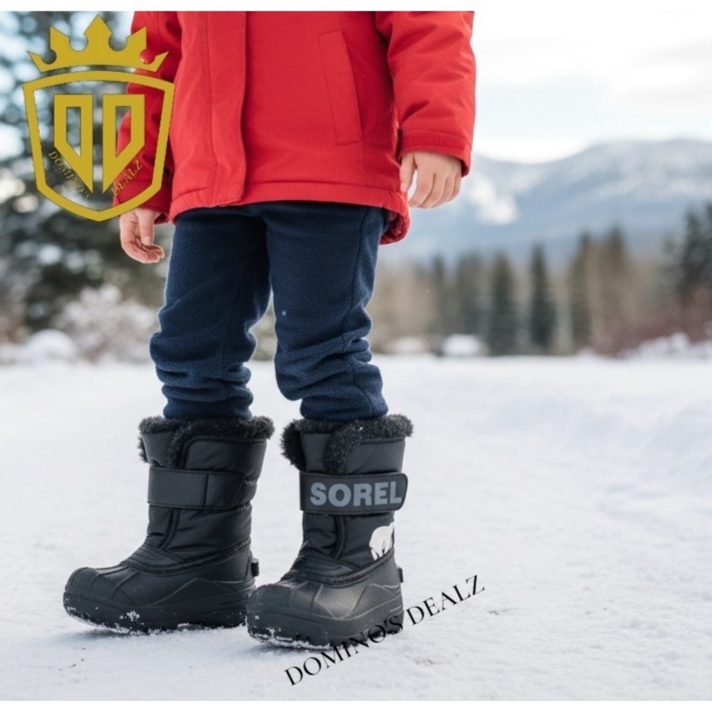 Sorel Snow Commander Girls Youth Winter Snow‎ Boots Black Fur Lined Size 6